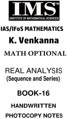 IMS Math Real Analysis Handwritten Photocopy Printed Notes For IAS Mains(Spiral Bound, IMS Maths)