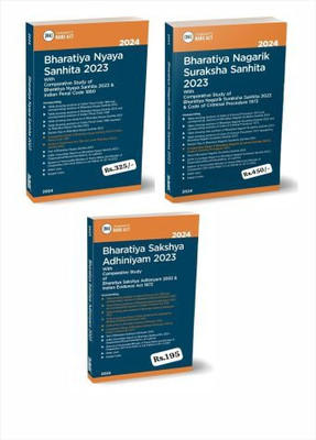 Taxmann's 3 Book Combo NEW - IPC / CRPC / Evidence - Sakshya Bill, 2023 + Nagrik Suraksha Sanhita, 2023 + Nyaya Sanhita, 2023 - BARE ACT - Latest 24-12-2023 - 2024 Edition **BUY ORIGINAL BOOKS WITH US**(Paperback, Taxmann) Taxmann's 3 Book Combo NEW - IPC / CRPC / Evidence - Sakshya Bill, 2023 + Nagrik Suraksha Sanhita, 2023 + Nyaya Sanhita, 2023 - BARE ACT - Latest 24-12-2023 - 2024 Edition **BUY ORIGINAL BOOKS WITH US**(Paperback, Taxmann)