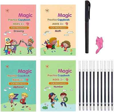 Sank Practice Copybook, Number Tracing Book For Preschoolers With Pen, Magic Calligraphy Copybook Set Practical Reusable Writing Tool Simple Hand Lettering(Hardcover, Sank book)