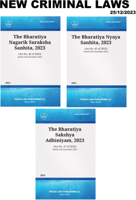 New Criminal Laws Combo – Bharatiya Nyaya Sanhita 2023 (BNS) | Bharatiya Nagarik Suraksha Sanhita 2023 (BNSS) | Bharatiya Sakshaya Adhiniyam 2023 (BSA) POOJA LAW HOUSE(Paperback, POOJA LAW HOUSE)