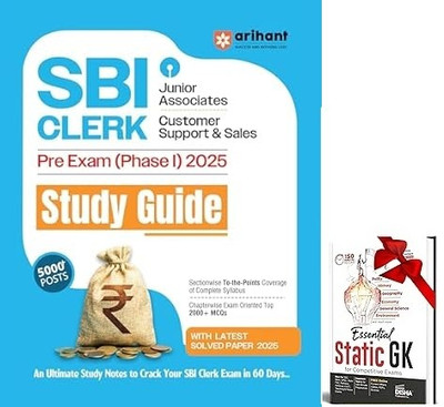 SBI Clerk Prelims Exam (Phase I) 2025 Study Guide | Junior Associates Customer Support And Sales Book | Complete Syllabus Coverage With 2000+ MCQs And Latest Solved Paper | For 5000+ Posts Recruitment | English & STATIC GK(Paperback, SRINU)