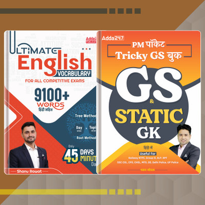 Set Of 2 Ultimate English Vocabulary By Shanu Sir Pocket Book With 9100+ Words & PM Pocket Tricky GS & Static GK Book-Hindi Medium For All Competitive Exams |SSC CGL|SSC CHSL|SSC CPO|SSC MTS|Teaching By Adda247(Paperback, Shanu Rawat & Pawan Moral)