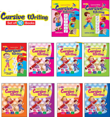 LEARN TO WRITE CURSIVE WRITING Set Of 10 {Cursive Writing Part- A,B,C & Cursive Writing Part -1,2,3,4,5,6,7}(Paperback, KAMAL BOOK)