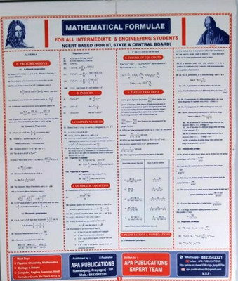Mathematical Formula Chart In English For Intermediate (11th And 12th Class) For All Boards And IIT-JEE(Paperback, APA PUBLICATIONS)