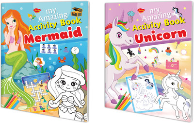 My Amazing Activity Book: Unicorn And Mermaid :- Fantasy Unicorn Learning Book, Cute Mermaid Activity Challenges, Mind Development Book For Kids | Combo Of 2 Activity Book(Paperback, SAWAN)