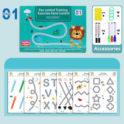 Magical Tracing Workbook Set - Reusable Pen And Eraser - Practice Tracing Books For Kids Tracing Workbook Sets,Early Educational Learning Book For Preschoolers And Kindergarten Kids(Cover, Scribble Smart Workbook, Reusable Preschool Learning Activities Tracing Books)