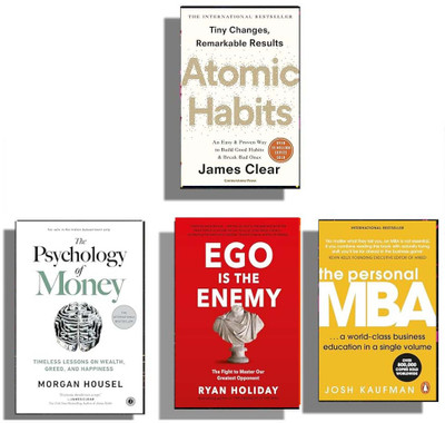 AnushkaBooks Combo:- Combo;- Atomic Habit + The Psychology Of Money + Ego Is Enemy + The Personal MBA ( English ) Bestselling(Paperback, James Clear, Morgan, Ryan Holiday)