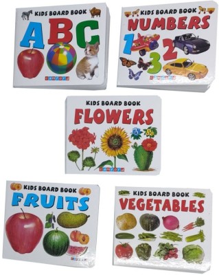 Kids Early Learning Pre School Alphabet (ABC), Number (123), Flower, Vegetable & Fruit Books- Set Of 5 Board Books(Hardcover, Hindi, Monaj)