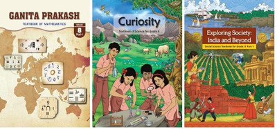 NCERT Textbook Of Grade-8 | Ganita Prakash Mathematics | Curiosity | Exploring Society: India And Beyond Part-I | 3 Books Set | Latest Edition(Paperback, NCERT)