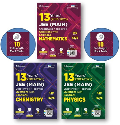Cengage 13 Years JEE Main [ Mathematics + Physics + Chemistry ] Chapterwise + Topicwise Questions With Solutions 2013 To 2025 - 149 Sets, 4275 Questions - Includes Video Solutions, Online Tests & 10 Mock Tests - Combo Set Of 3 Books - For 2026 JEE Exams(Paperback, Cengage Expeart Team)