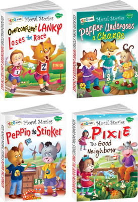 Overconfident Lanky Loses The Race, Pepper Undergoes A Change, Peppin The Stinker, Pixie The Good Neighbour | Set Of 4 Kids Board Moral Stories By Sawan(Board Book, Manoj Publications Editorial Board)