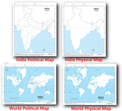 Outline Practice Map Of India And World (Both Political And Physical Map) | A-4 BIG SIZE | Set Of 100 Maps | Printed On High Quality Paper(Hardcover, HIVEX PUBLICATION)