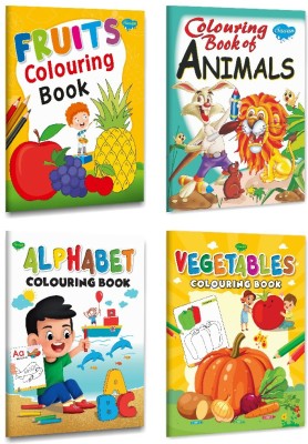 Set Of 4 Colouring Books For Children Fruits, Animals, Alphabet And Vegetables(Paperback, Manoj Publications Editorial Board)