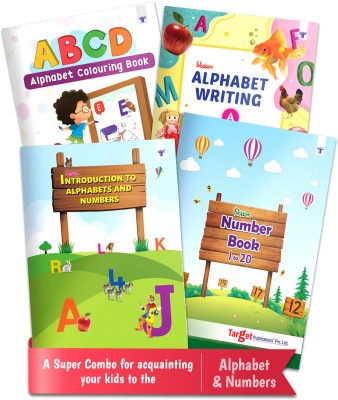 ABC Alphabet Learning Books For Kids | Practice Numbers Writing 1-20 & ABCD Colouring For Children Set Of 4 Books(Paperback, Target Publications Pvt. Ltd.)