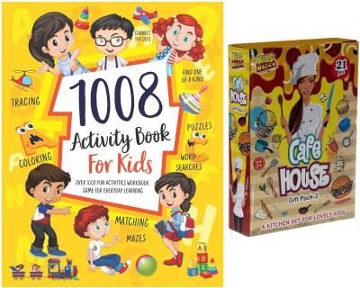 Combo Pack Of 1008 Activity Book For Kids Ages 4-8: Over 1008 Fun Activities Workbook Game For Everyday Learning And Kids Wagon Cafe House Kitchen Set For Kids(Paperback, PANEL OF AUTHORS)