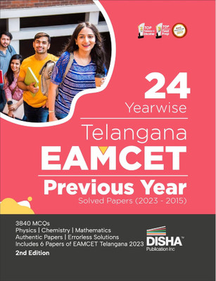 24 Yearwise Telangana EAMCET Previous Year Solved Papers (2023 - 2015) 2nd Edition | Physics, Chemistry & Mathematics PYQs Question Bank | For 2024 Engineering Exams | 3500+ MCQs(Paperback, Disha Experts)
