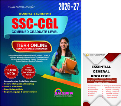 SSC-CGL Tier-I Exam Guide 2026–27 With 10000+ MCQs & Previous Year Papers | English Medium | Complete Preparation Book For SSC CGL Tier 1 CBT RAINBOW | Includes BBS Static GK One Liner Book(Paperback, RAINBOW GROUP OF WRITERS)