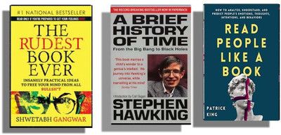 Bookswise:- Must Read 3 Books Combo The Rudest Book Ever & A Brief History Of Time & Read People Like A Book ( English ) Bestselling(Paperback, Shwetabh Gangwar, Stephen Hawking, Patrick King)