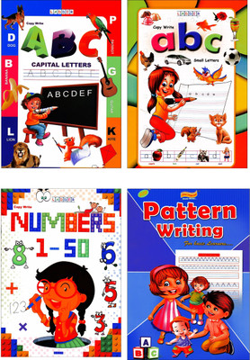 Hand Writing Books, Capital Latters, Small Latters, Numbers, Pattern Writing, Pack Of-04(Paperback, Ladder)