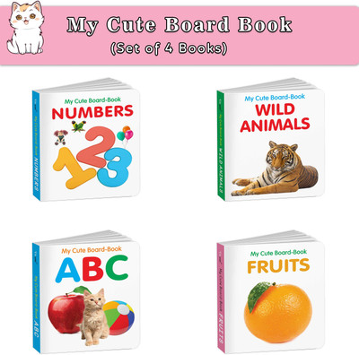 Baby Board Books Collection - ABC, Wild Animals Fruits And Numbers : Multi-Topic Baby Book Set, Bright Picture Books For Infants, Early Age Reading Book | Pack Of 4 Books For Kids(Board Book, GOWOO)