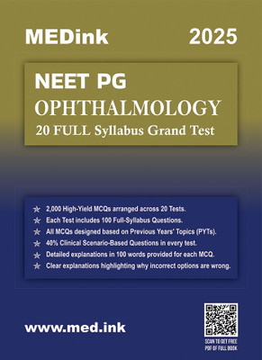 NEET PG Ophthalmology 20 Grand Test 2025 Edition(Paperback, MCQGPT)