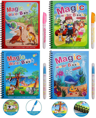 ibox Water Magic Colouring Book Rectangle Shaped Color Pencils(Set of 4, Multicolor)