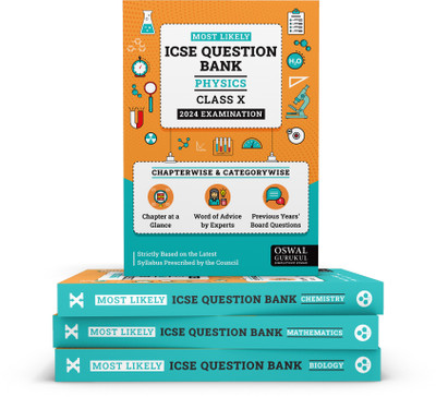 Oswal-Gurukul Most Likely ICSE Question Bank Class 10 Bundles (Set Of 4) : Physics, Chemistry, Maths & Biology For Exam 2024(Product Bundle, Oswal - Gurukul)