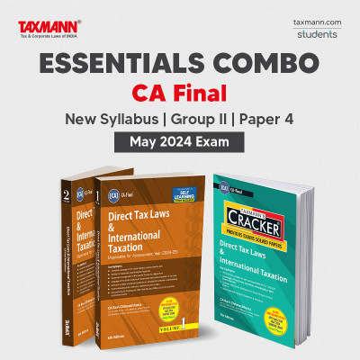 Taxmann's ESSENTIALS Combo For CA Final May 2024 Exams – Group II | New Syllabus | Paper 4 | Direct Tax Laws & International Taxation (DIRECT TAX) | STUDY MATERIAL & CRACKER | AY 2024-25 | 2 Books Set(Paperback, CA Ravi Chhawchharia) Taxmann's ESSENTIALS Combo For CA Final May 2024 Exams – Group II | New Syllabus | Paper 4 | Direct Tax Laws & International Taxation (DIRECT TAX) | STUDY MATERIAL & CRACKER | AY 2024-25 | 2 Books Set(Paperback, CA Ravi Chhawchharia)