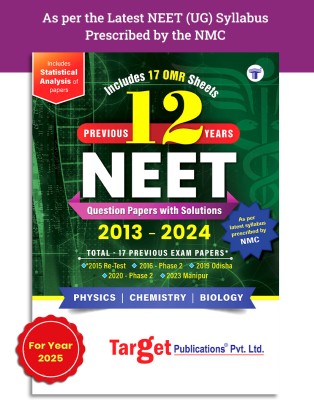 NEET 2025 Book Previous Years Solved Papers With Solutions Of Last 12 Years 17 Exam Papers(Paperback, Target Publications)