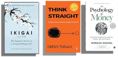 Bestseller 3 Books Combo ( Ikigai + Think Straight + The Psychology Of Money )(Paperback, Robert, Darius Foroux, Morgun)