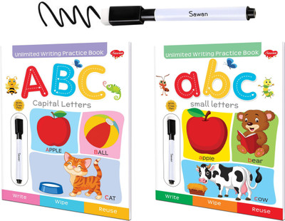 Write And Wipe Book | Pack Of 2 - Abc Small Letters & ABC Capital Letters | By Sawan(Paperback, Sawan)