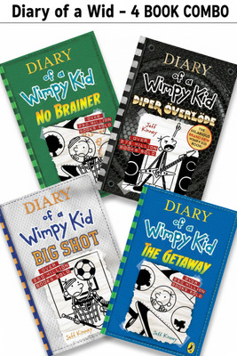 Diary Of A Wimpy Kid 4 Book Combo Pack | No Brainer (18), Diper Överlöde (17), Big Shot (16), The Getaway (12) | Jeff Kinney Paperback Set | Funny Kids Books Ages 8-12(Paperback, Jeff Kinney)