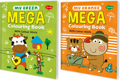 Sawan Present Set Of 2 My Green & My Orange Mega Colouring Books With Colour Hints | For Kids(Paperback, sawan)