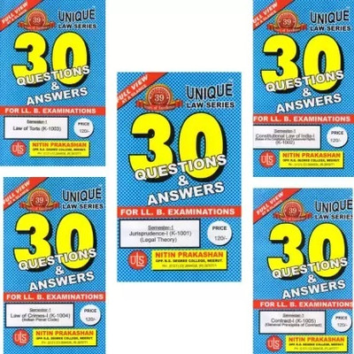 Unique’s Combo 5, 30 Q & A For LL.B Examination 5 Books, Semester - 1st ( Jurisprudence-1, Constitutional Law-1, Tort, Ipc, Contract ) By Nitin Prakashan - Edition 2023(Paperback, Nitin Prakashan)