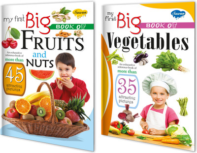 Best For Kids Set Of 2 Jumbo Size Learning Books | My First Big Book Vegetables And My First Big Book Fruits And Nuts (Pin Binding, )(Paperback, Manoj)