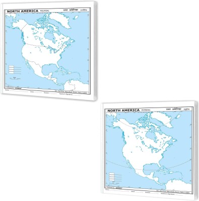 SMALL - 100 NORTH AMERICA POLITICAL OUTLINE MAP FOR SCHOOL And SMALL - 100 NORTH AMERICA PHYSICAL OUTLINE MAP FOR SCHOOL|Combo Of 2 Maps|Educational Resources North America Political And Physical Outline Maps(Paperback, GOWOO)