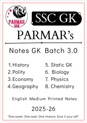 Parmar SSC GK Notes 3.0 (2025-26) – English Medium | Complete General Knowledge Package | 8 Printed Booklets Xerox Copy(Staple Binding, Parmar SSC)