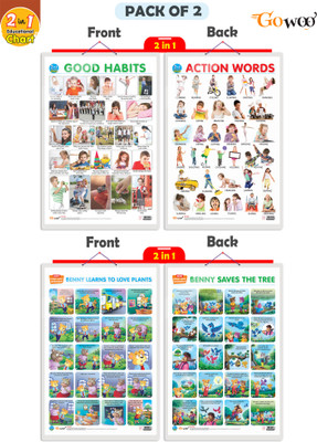 GO WOO Packof2|2IN 1GOODHABITS&ACTIONWORDS&BENNYLEARNTOLOVEPLANT&BENNYSAVESTHETREEChart(Black)