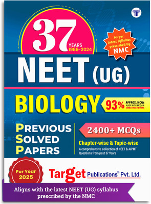37 Years NEET 2025 Biology Chapterwise Previous Year Solved Question Paper Book (PSP) | Topicwise 2400+ MCQs With Solutions | 1988 To 2024 | As Per Latest Syllabus Prescribed By NMC(Paperback, Target Publications)
