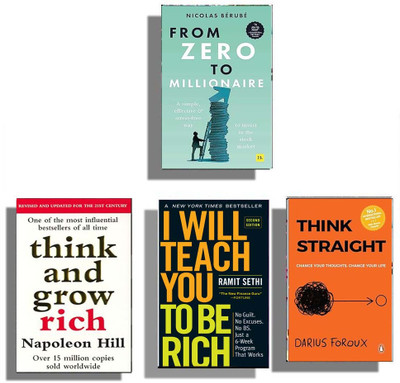 Bestseller 4 Books Combo ( Think And Grow Rich + FROM ZERO TO MILLIONAIRE + THINK STRAIGHT + I Will Teach You To Be Rich ) English(Paperback, Napoleon Hill, Nicolas Bérubé, Darius Forous, Ramit Sethi)
