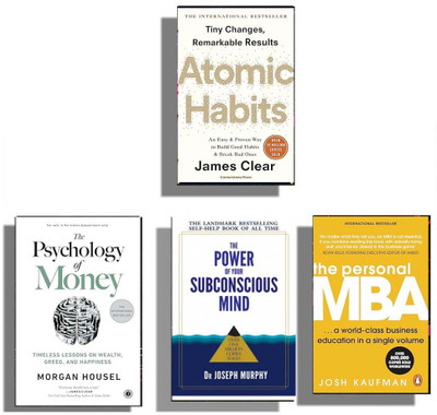 RoopaBooks Combo;- Atomic Habit + The Psychology Of Money + The Power Of Your Subconscious Mind + The Personal MBA ( English ) Bestselling(Paperback, Jemse Clear, Morgun) RoopaBooks Combo;- Atomic Habit + The Psychology Of Money + The Power Of Your Subconscious Mind + The Personal MBA ( English ) Bestselling(Paperback, Jemse Clear, Morgun)