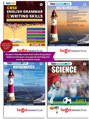 CBSE Class 10 Complete Study Pack � Maths (Vol I & II), Science & English Grammar | NCERT Notes, Exemplar, MCQs, PYQs, HOTS | 4 Books Set(Paperback, Content Team at Target Publications)