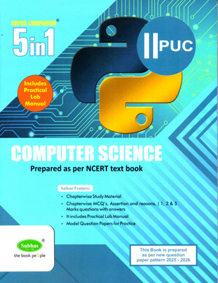 Subhas 2nd PUC - Computer Science -Includes Practical Lab Manual | 5 In 1 Prepared As Per NCERT Text Book | As Per New Question Paper Pattern -2025-26|(Paperback, Udaya Kumar B. G., Archana T.J, Sahana S.)