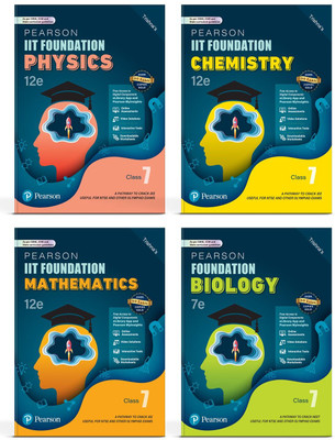 Pearson IIT Foundation' 25 Class 7 Physics, Chemistry, Mathematics, Biology (Set Of 4) | For NEET, JEE, NTSE & Olympiad Exams | JEE Practice Questions | ... Video Solutions & Interactive Tests(Paperback, Trishna Knowledge System)
