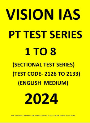 Vision PT Test Series 1 To 8 With Answers Explanation 2024 English Medium (Paperback, VISION IAS)(Paperback, vision ias)