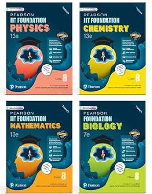 Pearson IIT Foundation' 25 Class 8 Physics Chemistry Mathematics Biology (Set Of 4) | For NEET, JEE, NTSE & Olympiad Exams | JEE Practice Questions | ... Video Solutions & Interactive Tests(Paperback, Trishna Knowledge System)