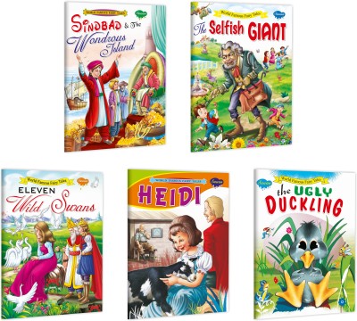 World Famous Story Books Pack Of 5 Books | Sindbad & The Wondrous Islands, The Selfish Giant, Eleven Wild Swans, The Ugly Duckling, Heidi(Paperback, Manoj)