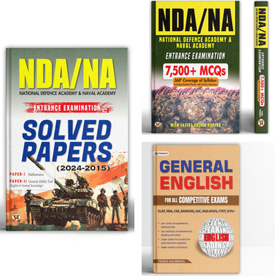 NDA/NA Exam Preparation Mega Bundle: Solved Papers (2015-2024) For Mathematics & General Ability Test + 7500 MCQs Guide + Comprehensive English Grammar And Composition | Set Of 3 Books(Paperback, Team Prabhat, Taniya Sachdeva) NDA/NA Exam Preparation Mega Bundle: Solved Papers (2015-2024) For Mathematics & General Ability Test + 7500 MCQs Guide + Comprehensive English Grammar And Composition | Set Of 3 Books(Paperback, Team Prabhat, Taniya Sachdeva)