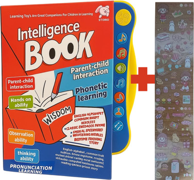 Intelligence Sound Book For Children, English Letters & Words Learning Book, Fun Educational Toys. Activities With Numbers, Shapes Learning Book For Toddlers + Stickers Free(Card board, Intelligence Book)