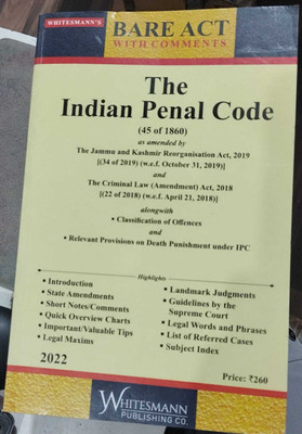 The Indian Penal Code (Bare Act With Comments) (45 Of 1860)(Paperback, Whitesmann)